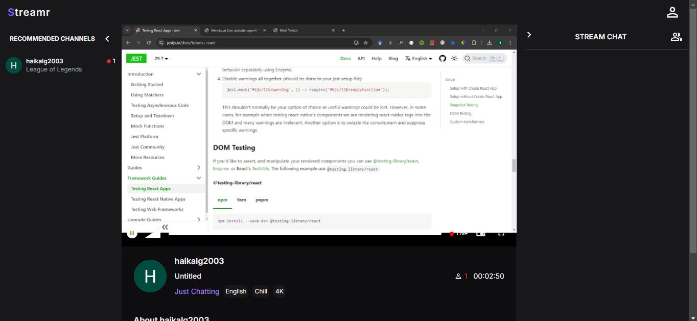 Halaman utama streamer streaming